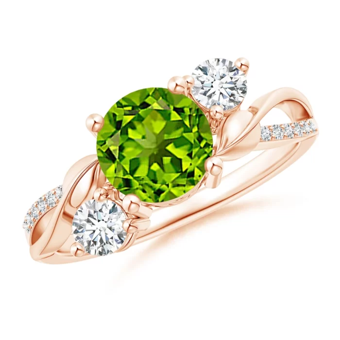 7mm aaaa peridot rose gold ring