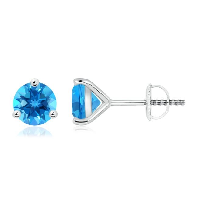 7mm aaaa swiss blue topaz white gold earrings 1