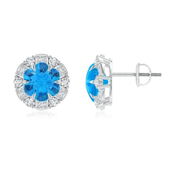 7mm aaaa swiss blue topaz white gold earrings 2