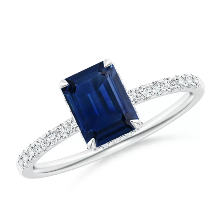 7x5mm aaa blue sapphire 18k white gold ring