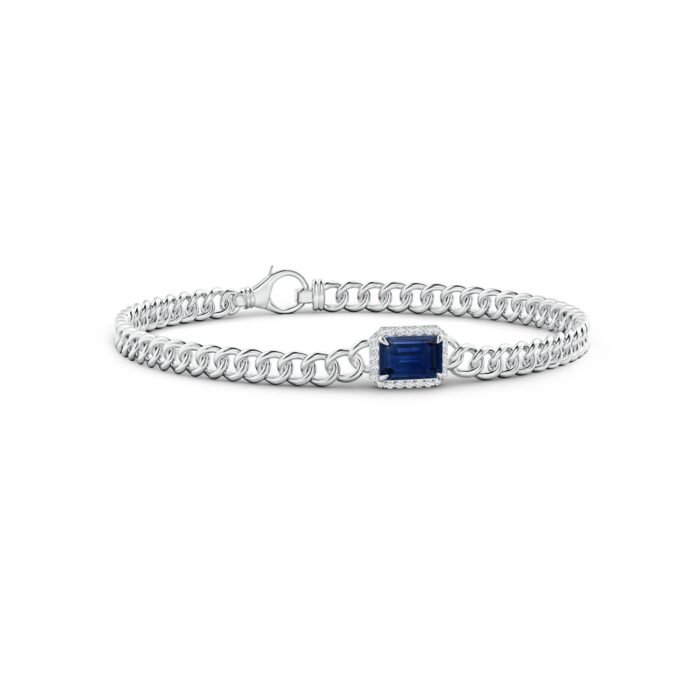 7x5mm aaa blue sapphire white gold bracelet