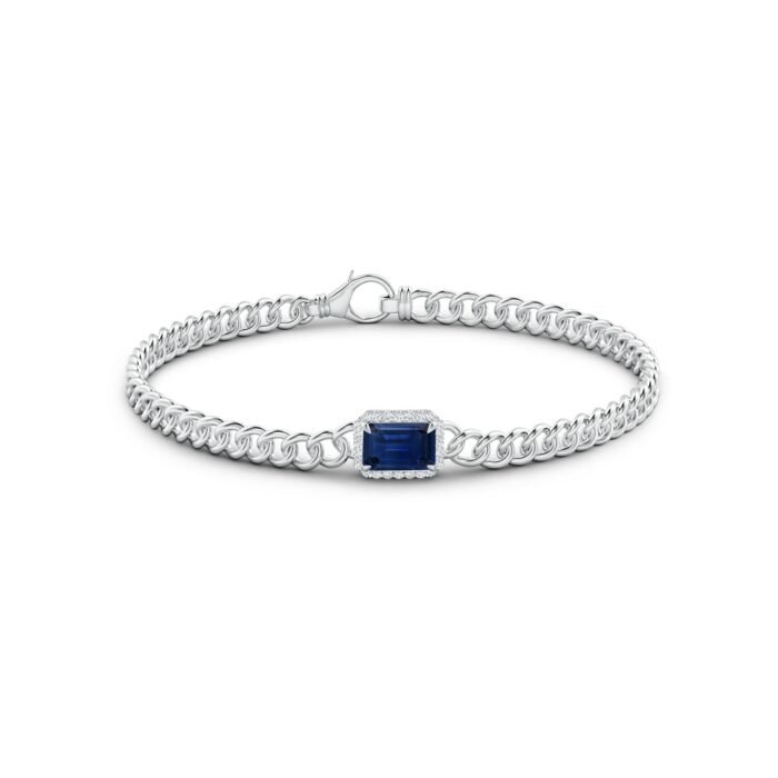 7x5mm aaa blue sapphire white gold bracelet 2