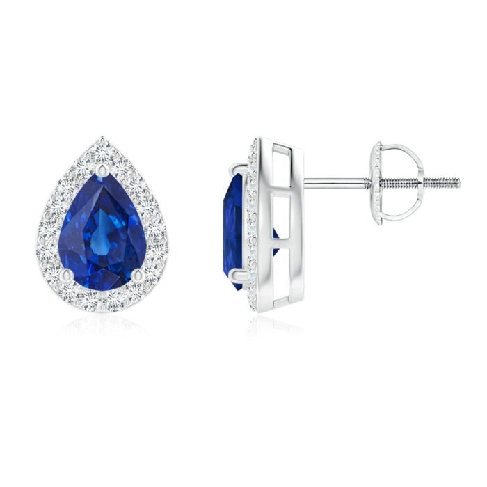 7x5mm aaa blue sapphire white gold earrings 2