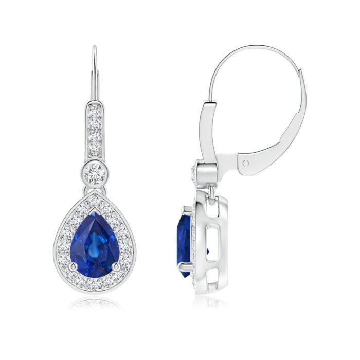 7x5mm aaa blue sapphire white gold earrings 4