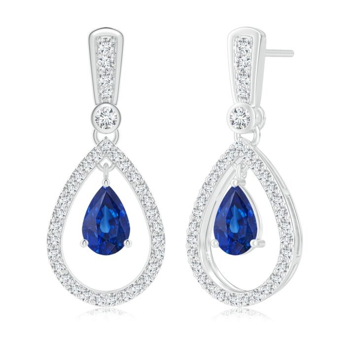 7x5mm aaa blue sapphire white gold earrings 5