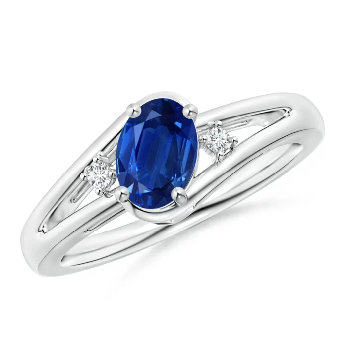 7x5mm aaa blue sapphire white gold ring 1 1