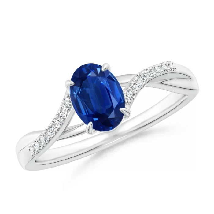 7x5mm aaa blue sapphire white gold ring 2