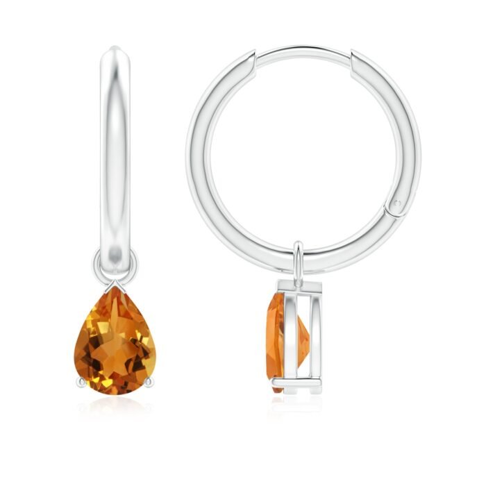 7x5mm aaa citrine white gold earrings