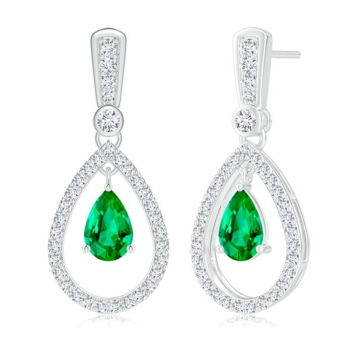 7x5mm aaa emerald white gold earrings 2