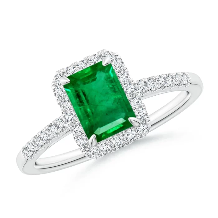 7x5mm aaa emerald white gold ring