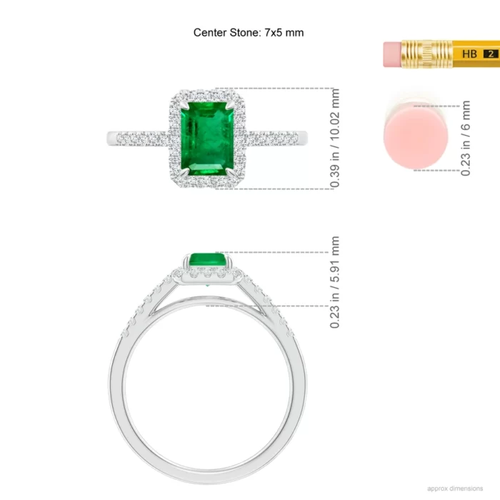 7x5mm aaa emerald white gold ring 5