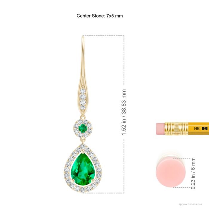 7x5mm aaa emerald yellow gold earrings 2