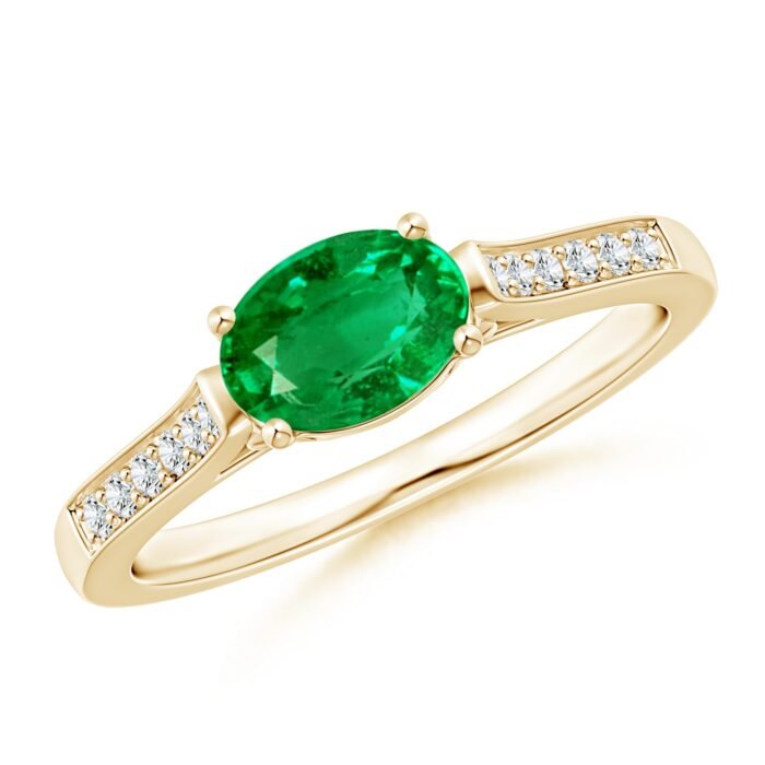 7x5mm aaa emerald yellow gold ring 1
