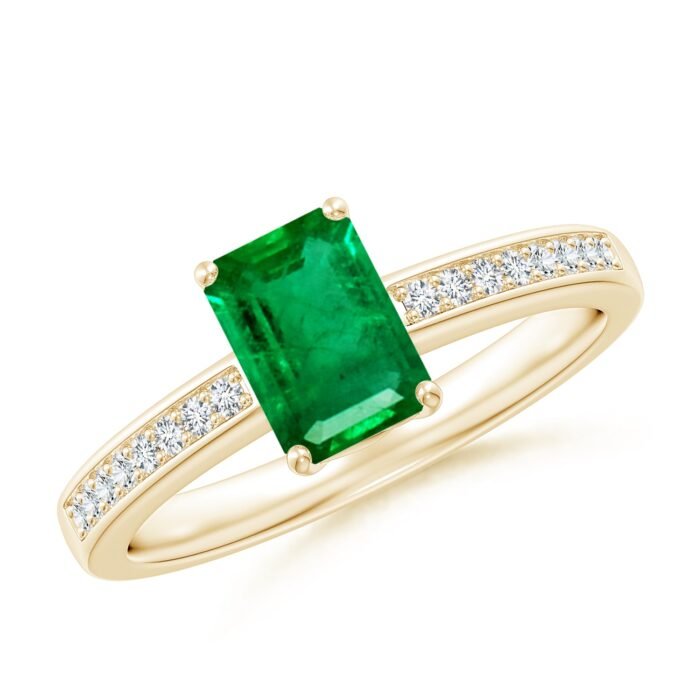 7x5mm aaa emerald yellow gold ring