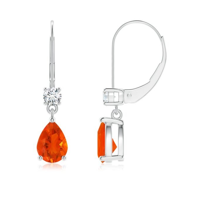 7x5mm aaa fire opal white gold earrings