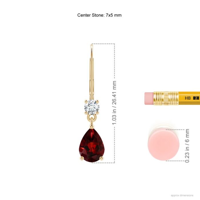 7x5mm aaa garnet yellow gold earrings 2