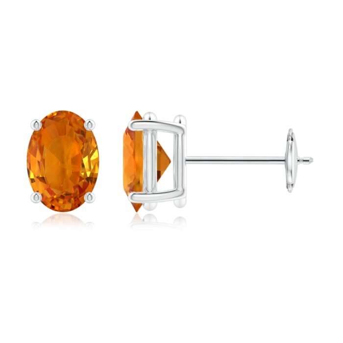 7x5mm aaa orange sapphire white gold earrings 2