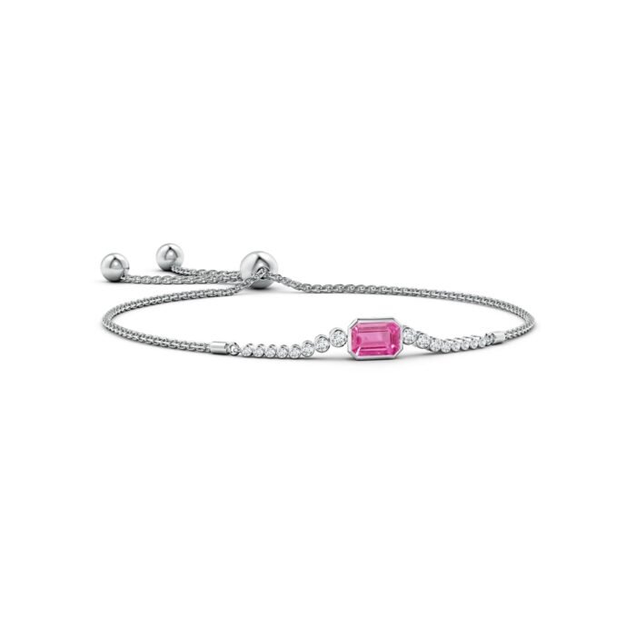 7x5mm aaa pink sapphire white gold bracelet