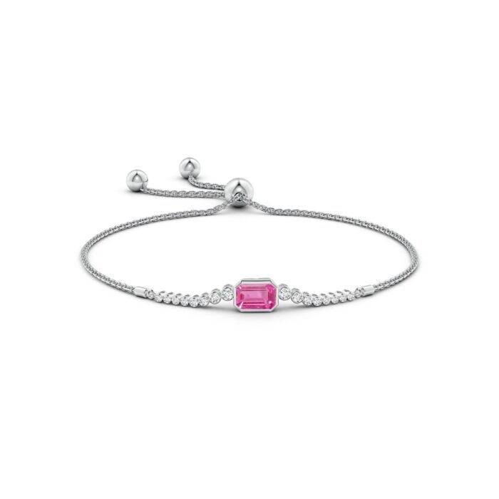 7x5mm aaa pink sapphire white gold bracelet 2