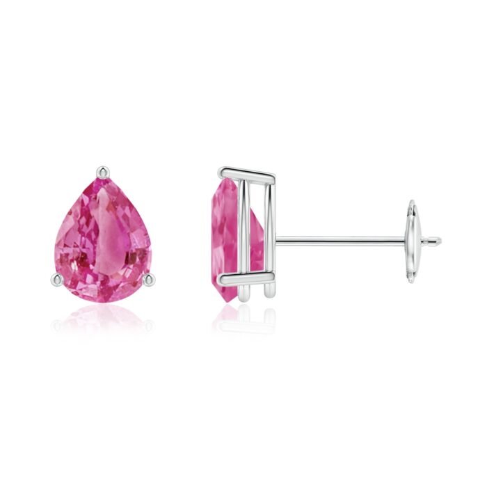 7x5mm aaa pink sapphire white gold earrings 2