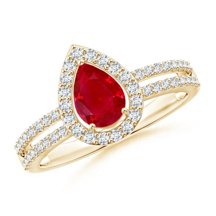 7x5mm aaa ruby yellow gold ring