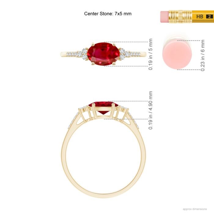 7x5mm aaa ruby yellow gold ring 5