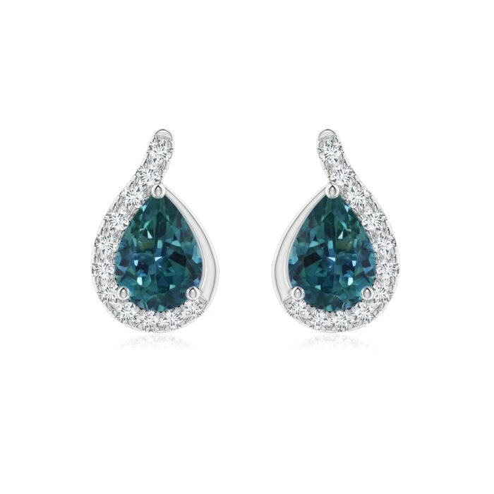 7x5mm aaa teal montana sapphire white gold earrings