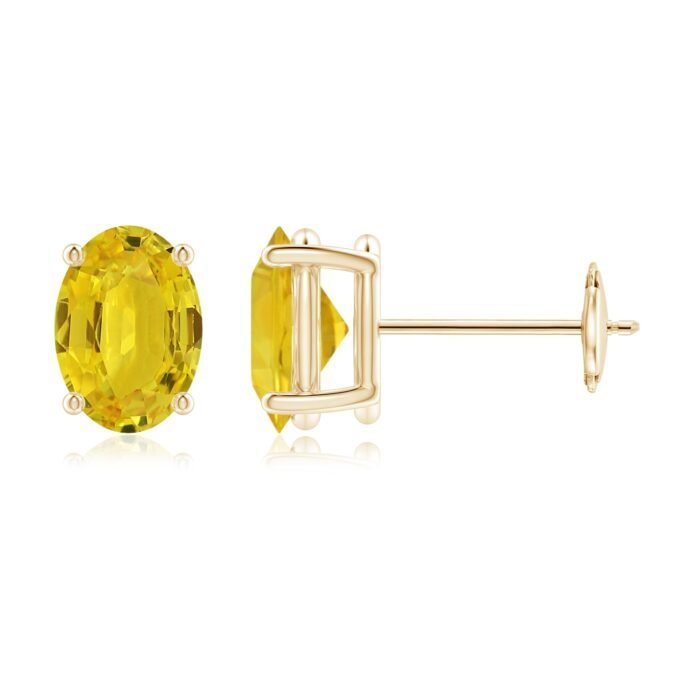 7x5mm aaa yellow sapphire yellow gold earrings