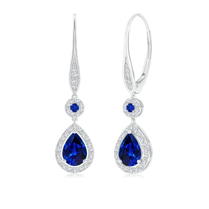 7x5mm aaaa blue sapphire white gold earrings