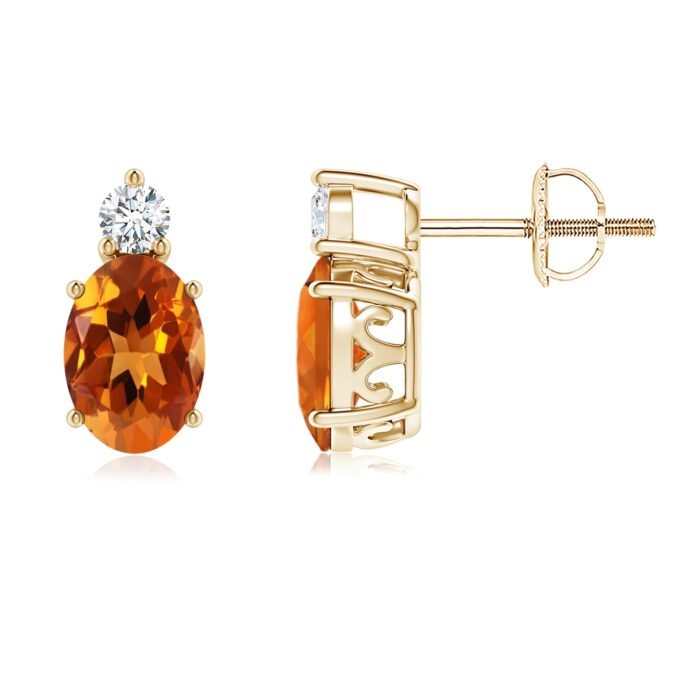 7x5mm aaaa citrine yellow gold earrings