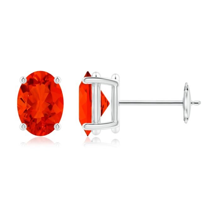 7x5mm aaaa fire opal white gold earrings