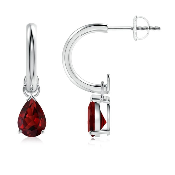 7x5mm aaaa garnet p950 platinum earrings