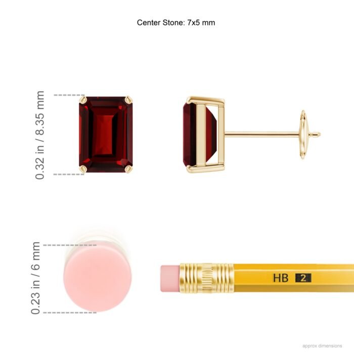 7x5mm aaaa garnet yellow gold earrings 2