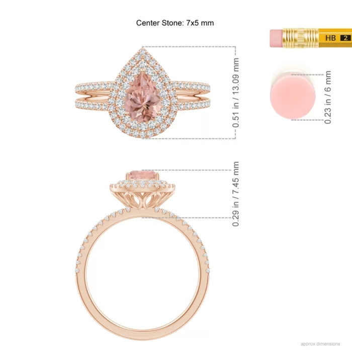 7x5mm aaaa morganite rose gold ring 5