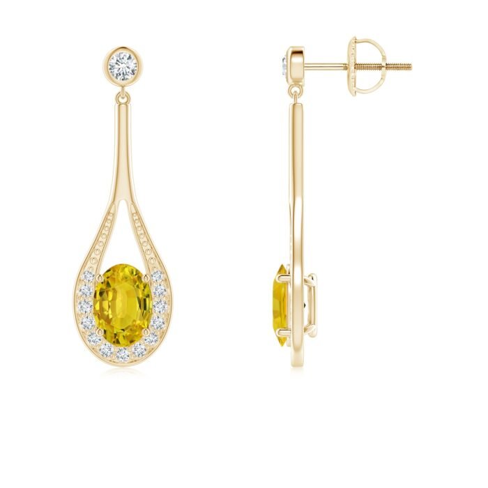 7x5mm aaaa yellow sapphire yellow gold earrings