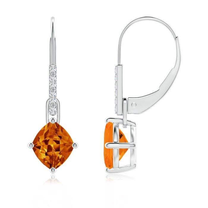 7x6mm aaaa citrine white gold earrings