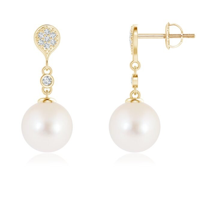 8mm aaa freshwater cultured pearl yellow gold earrings 5