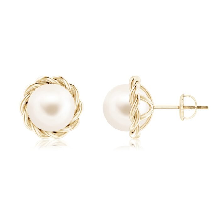 8mm aaa freshwater cultured pearl yellow gold earrings 7