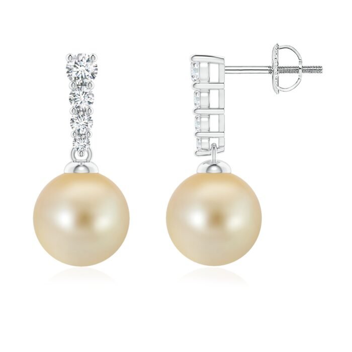 8mm aaa golden south sea cultured pearl white gold earrings 1