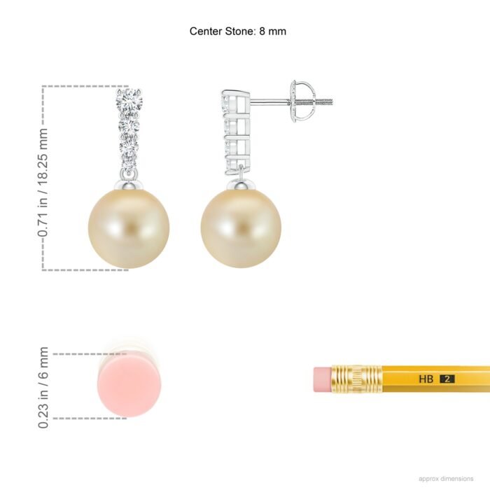 8mm aaa golden south sea cultured pearl white gold earrings 2 1