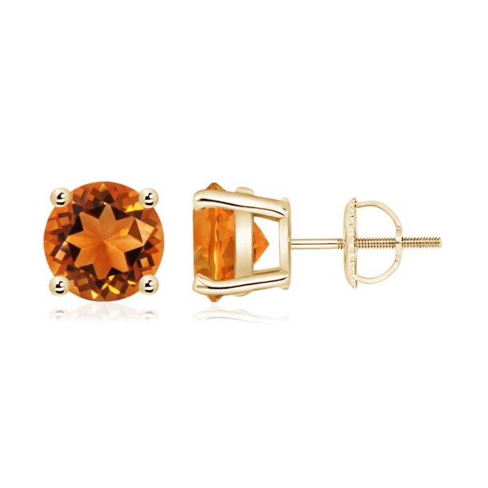 8mm aaaa citrine yellow gold earrings 1