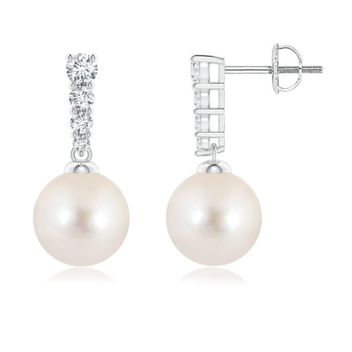 8mm aaaa freshwater cultured pearl p950 platinum earrings