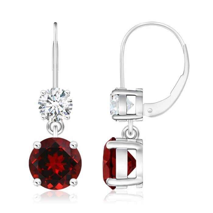 8mm aaaa garnet white gold earrings 3