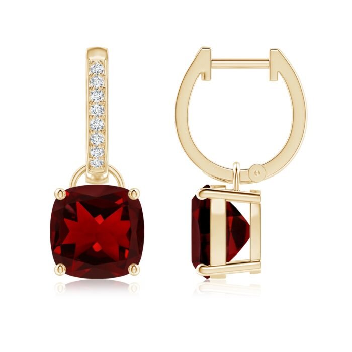 8mm aaaa garnet yellow gold earrings