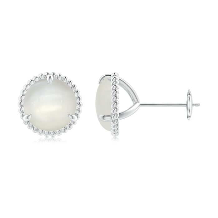 8mm aaaa moonstone white gold earrings