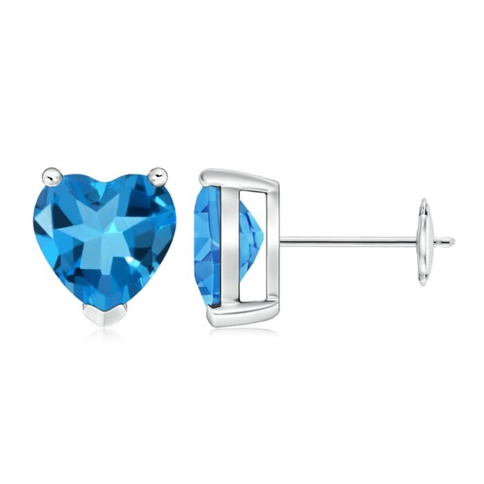 8mm aaaa swiss blue topaz white gold earrings