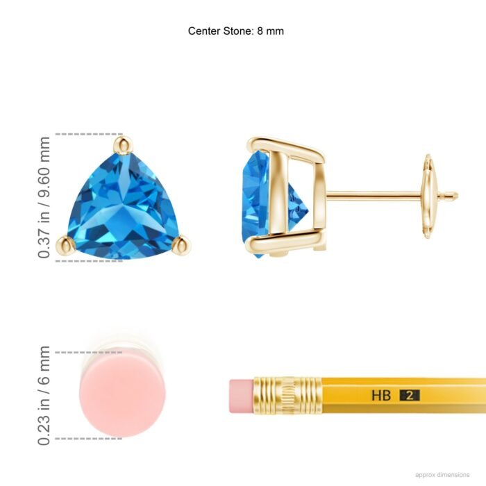 8mm aaaa swiss blue topaz yellow gold earrings 2