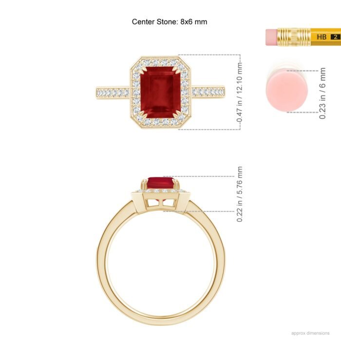 8x6mm aa ruby yellow gold ring 5