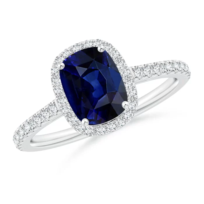 8x6mm aaa blue sapphire p950 platinum ring