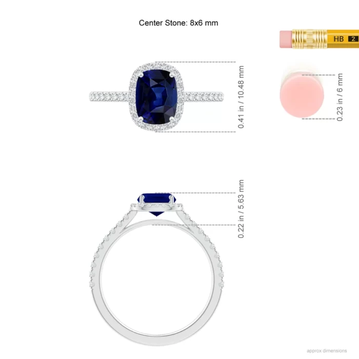 8x6mm aaa blue sapphire p950 platinum ring 5